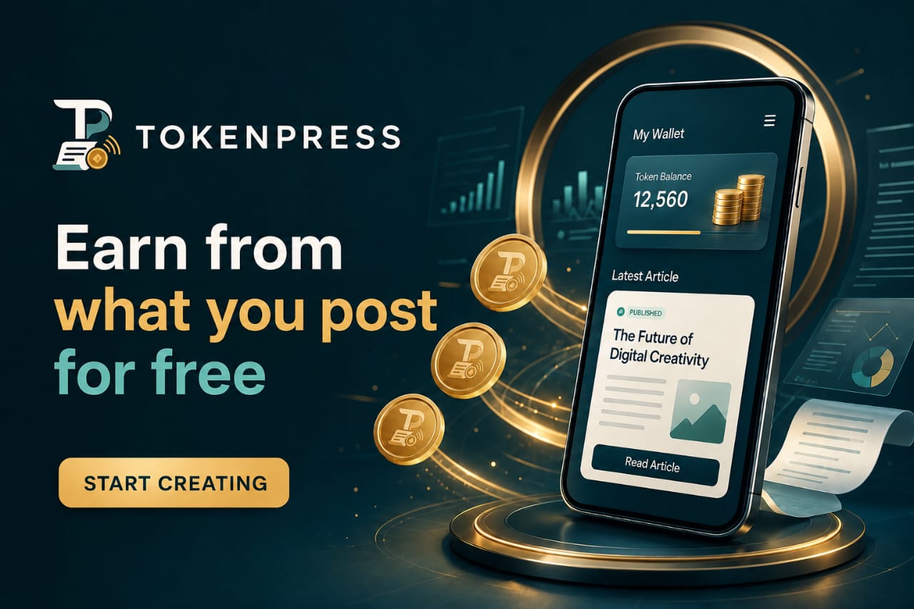 Earn from what you post for free with Tokenpress. Download the Android app.